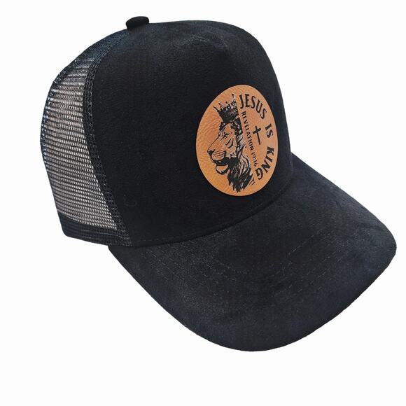 NWT Lion of Judah Faux Suede Snap Back Mesh Trucker Hat Cap - Picture 8 of 13